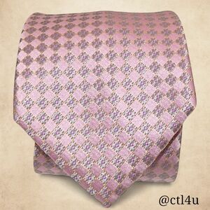 Sean John Pink Geometric Silk Tie – 100% Silk, 3.5” Width, 61” Length